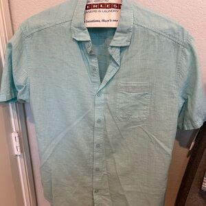 Casual Blue Button Down Shirt with Short Sleeves